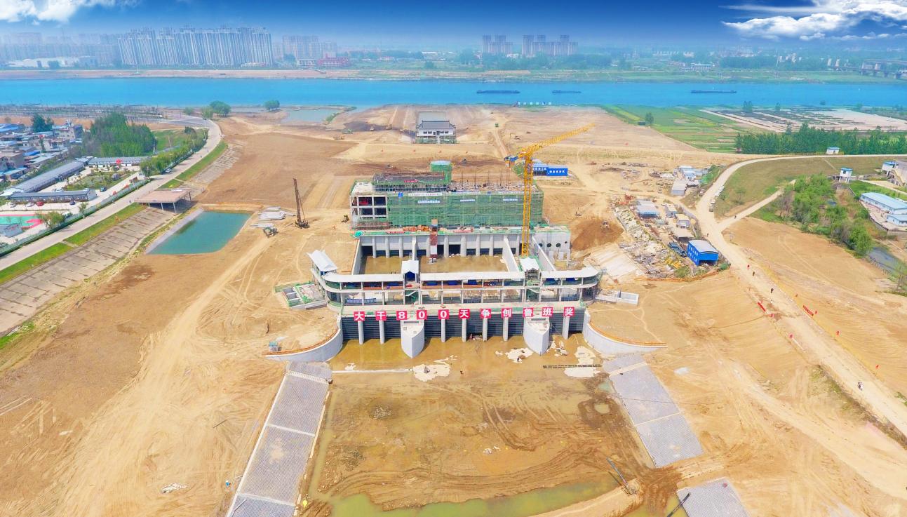 安徽水利蚌埠靚淮河龍子河口綜合樞紐布置工程。安徽建工集團供圖